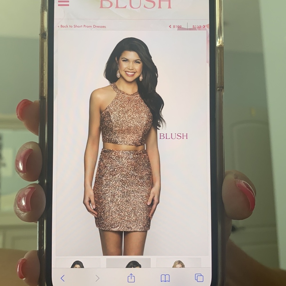 Blush prom beaded two piece